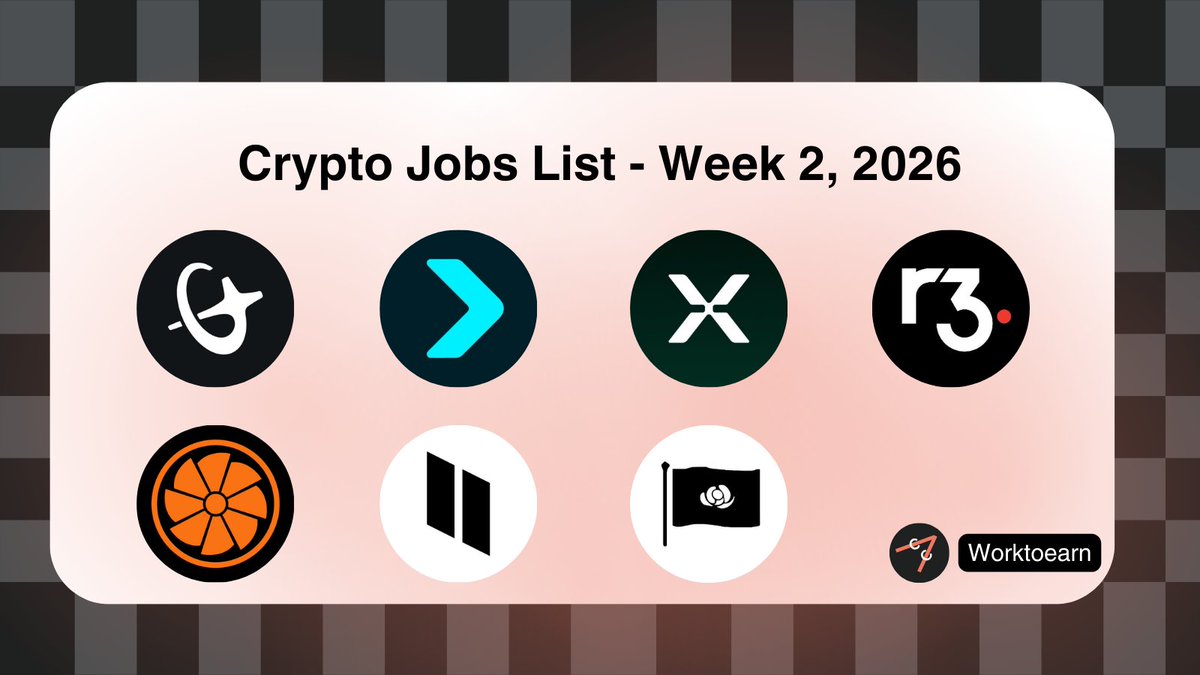 Crypto Jobs List - Week 2, 2026 1. Bleap is hiring: Head of Social Media (X  intern) 👉 https://t.co/NVeO5o9YFG 2. Bitget Wallet is hiring: BD talent -  India 👉 https://t.co/9rJz3kioox 3. Exponent