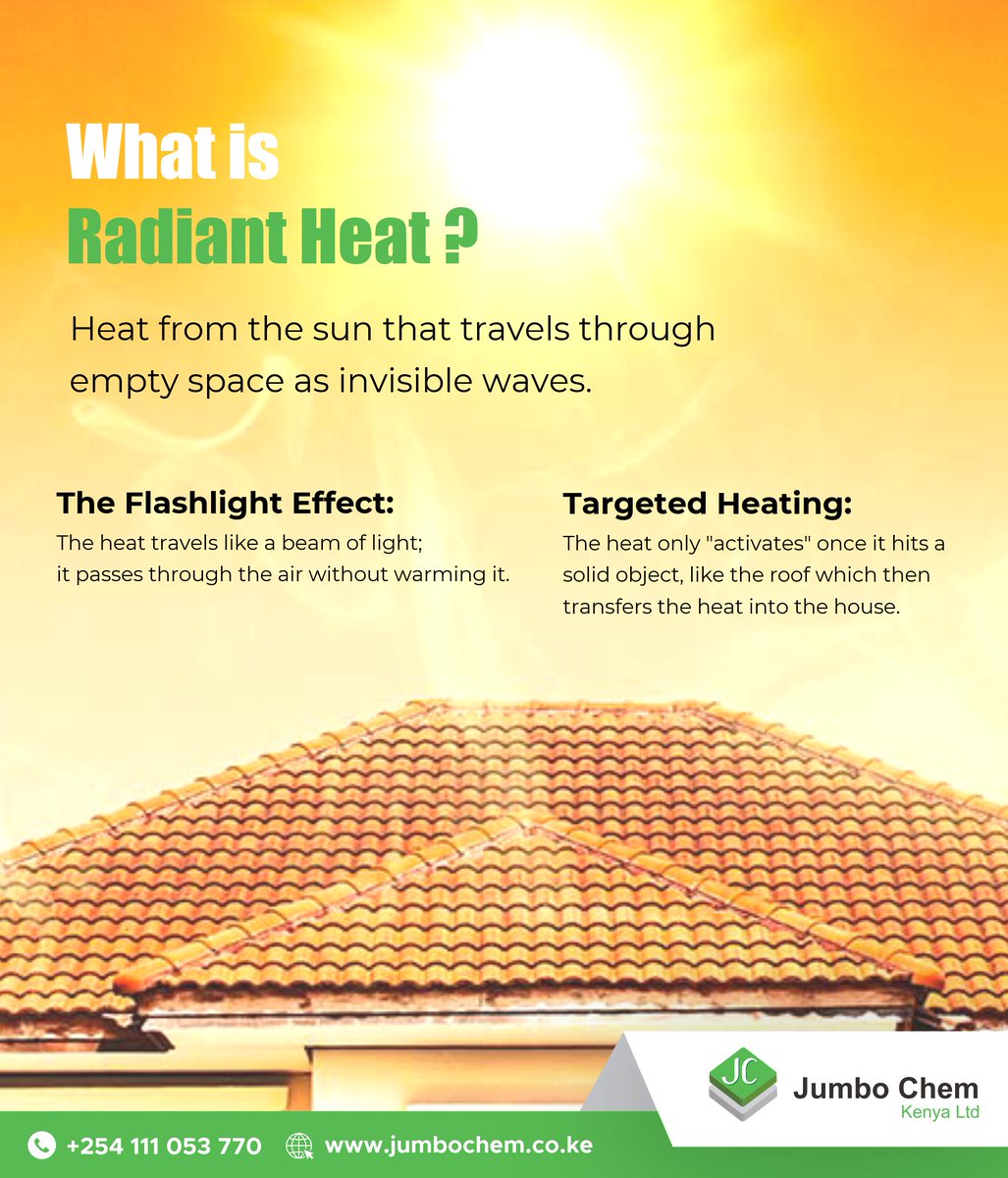 Radiant heat is the main reason buildings get hot under the roofs.

It travels from the sun, passes through the air, and only heats up once it hits solid surfaces like roofing sheets, which then transfer that heat indoors.

Understanding the problem is the first step to solving
