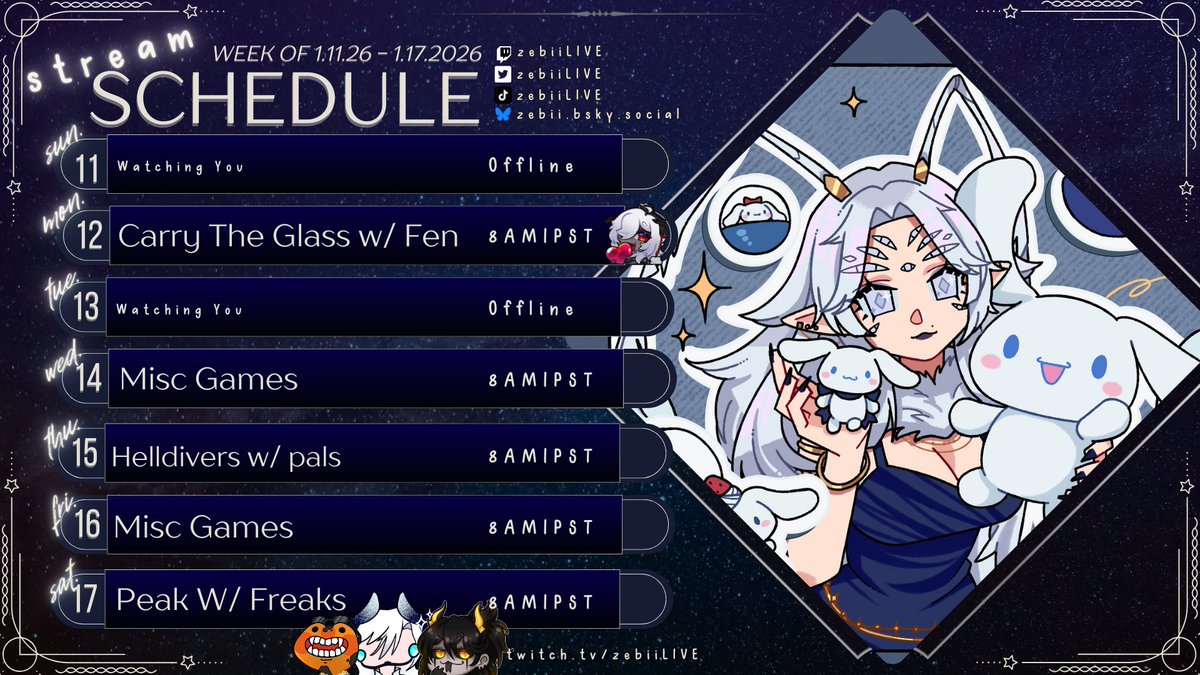 🤍 SCHEDULE FOR THIS WEEK 🤍

One week closer to my birthday :3 im gonna frow up

We are SUPER close to our 1k goal, everyone has been doing so good this month so far and I feel so spoiled and doted on wehgh

Im gonna throw up in your shoes