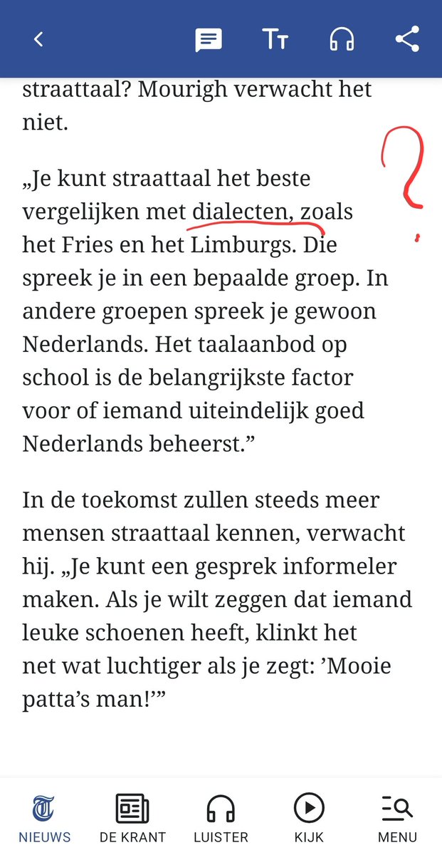 Doriski's tweet image. #blunder #Telegraaf #Fries. K. Mourigh, Fries is de tweede rijkstaal! En GEEN dialect! Verdorie.