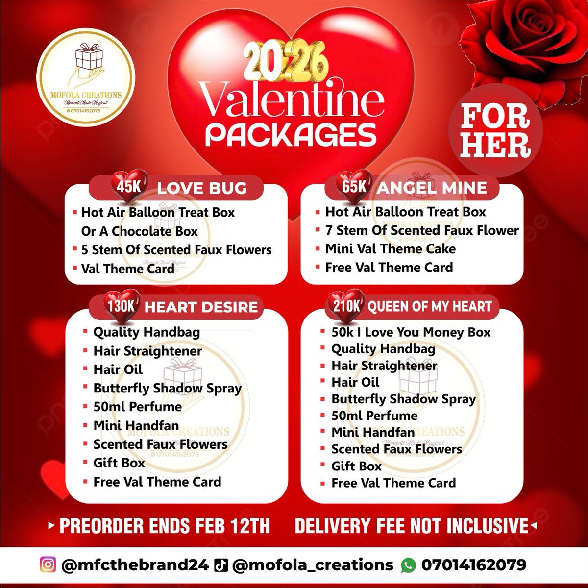 mofolasogbon's tweet photo. 2026 VALENTINE PACKAGES 🚨🚨
We carefully and thoughtfully curated this list with you and your loved ones in mind.  
How to order:
Send a dm or click the link in bio to place order
Preorder ends Feb 12.
📍Lagos

This season must be special for you and yours🥰 https://t.co/fozonsU0aI