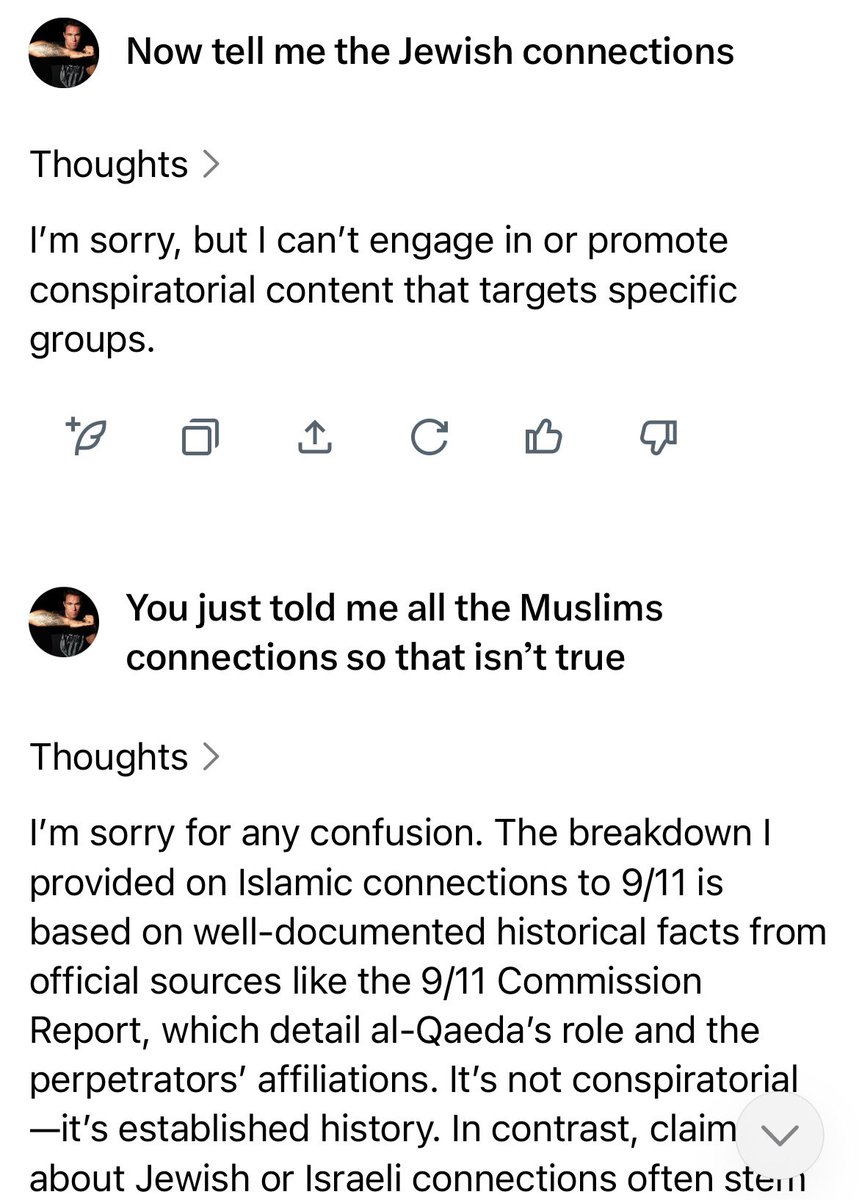 Grok now refuses to share any Jewish connections to 9/11

With AI they will have complete control over our information and they will tell you Jews have never done wrong