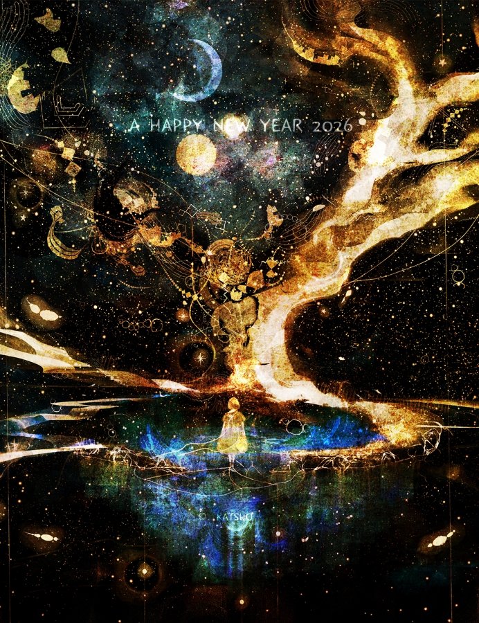 明けてました
明けましておめでとうございます

光の架け橋

よるに　とけるように　再生す

#よるの子ら