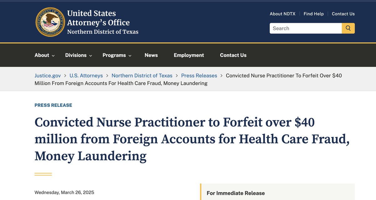 RedPillRabbit's tweet image. AN INDIAN IN THE MEDICAL FIELD ...IN TEXAS ...OVER $40 MILLION? ALL INDIAN VISAS ARE FRAUD.

"Mr. Reddy, a licensed nurse practitioner, devised a scheme to defraud Medicare, Blue Cross Blue Shield of Texas, Aetna, UnitedHealthcare, Humana, and Cigna. "

"Mr. Reddy and…