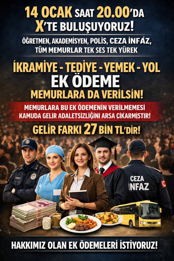 KAMUDA ÜCRET DENGESİ TERS YÜZ EDİLDİ

Temizlik personeli, hizmetliden fazla alıyor.
 Klinik destek/hastabakıcı, hemşireyi geçti.
 Güvenlik personeli, polis maaşını aştı. 4/D’li teknik personel, mühendisi geride bıraktı.

Sonuç: Kamuda ücret adaleti kalmadı.
 #memur