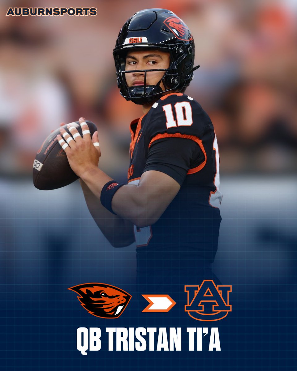 SIGNED: Oregon State QB Tristan Ti'a has signed with Auburn, <a href="/AuburnOn3/">AuburnSports</a> has learned.

Former 4-star with four years of eligibility remaining. Huge upside.

🔗 on3.com/teams/auburn-t…