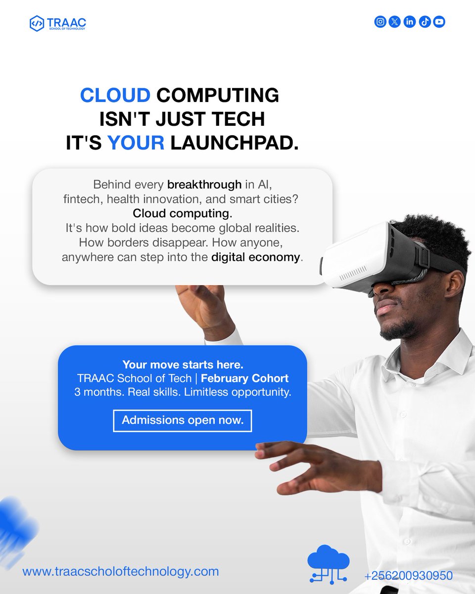 Cloud computing is becoming the foundational infrastructure of modern IT,  enabling scalability and data driven  innovations. Be part of the future with us.Admisions are open for February cohort. For more information Call us on 0200930950 or
 Visit our website