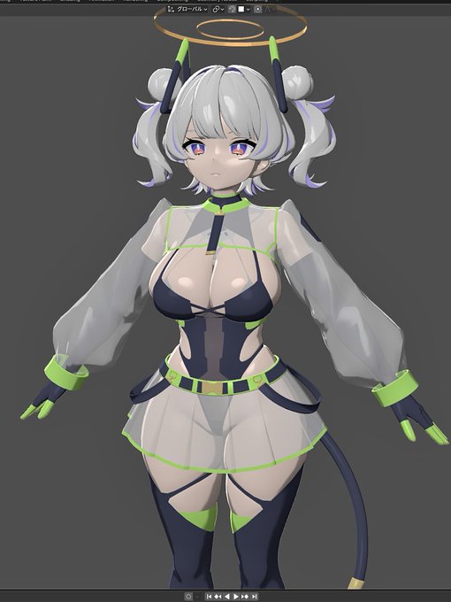 隙間時間に進めてたvrchatアバターがだいぶ形になってきた!いいケツ! 