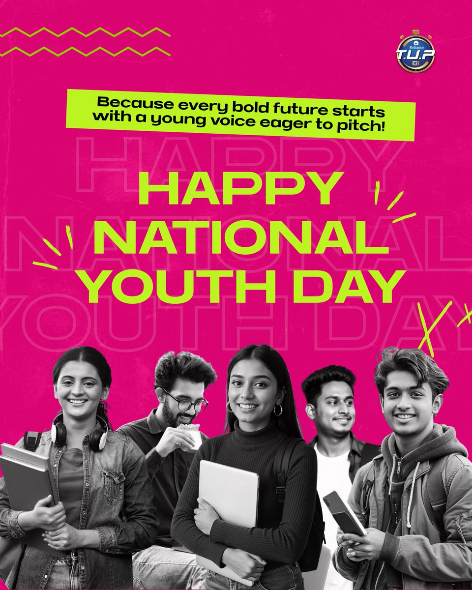 RILCampus's tweet photo. Youth is about questioning what exists and daring to imagine beyond the horizon. 

Happy National Youth Day. 
 
[T.U.P XI, Reliance, RIL Campus, National Youth Day] 
 
#TheUltimatePitch #TUPXI #ThinkOutsideTheBot #RILWayofLife #RIL https://t.co/rjzLBCyyk0