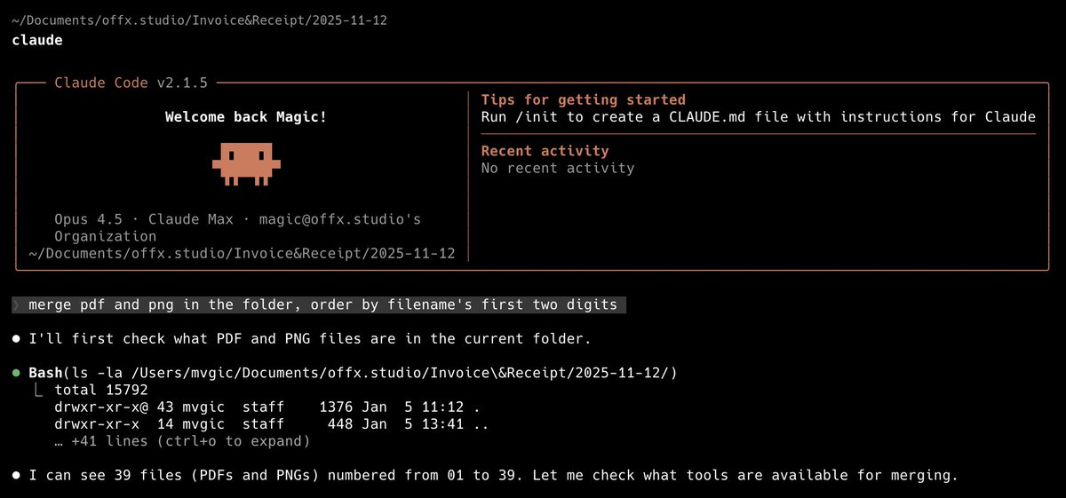 magicmonx's tweet image. Too lazy to hunt for software just to merge a pile of PDFs and images?

I just told Claude Code to do it.
Done in under a minute. 🤝

This honestly feels like the Industrial Revolution moment. 🤩