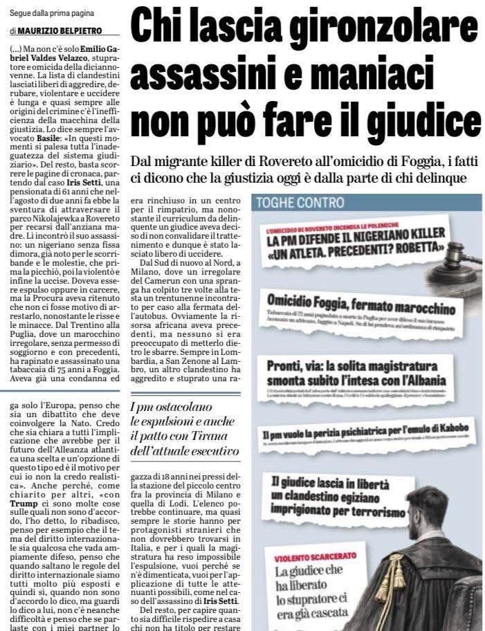 Ardito98731919's tweet photo. Chi libera immigrati criminali che poi stuprano e ammazzano dovrebbe risponderne. https://t.co/8q0Ickl5ML