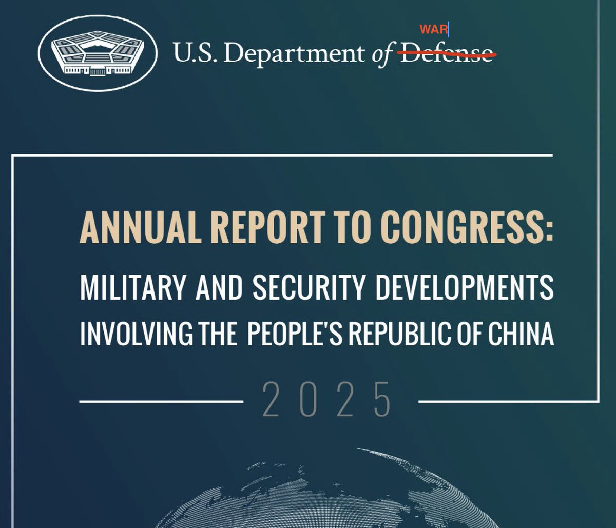 brentdsadler's tweet photo. Pentagon’s 2025 China Report - missing much…

As most folks were headed out for the holidays, the Pentagon released a December 23rd tardy annual report on China. Despite this, much of the events in 2025 involving China were not to be found in the report, such as:

1. No mention of the April 2025 Strait Thunder Chinese military drills around Taiwan - Justice Mission occurred in late December and can be excused for not being discussed in the report.

2. No mention of March 2025 Chinese naval activities in the waters around Australia and live fire weapons drills that interfered with commercial air traffic.

3. No mention of Chinese survey vessels operating in Alaskan waters in August/September 2025 - ostensibly without required permissions and intercepted/monitored by U.S. forces.

4. In the lead up up the September 2025 UN General Assembly, reports of discovery of massive cell phone “SIM farms” nearby, apparently intended to influence and shape public perceptions - to be clear little has been reported on the actors behind that incident and their intents.

As an aside, the report appears to continue an under-estimate of China’s defense/military spending by at least 200% - should China spend as much as a fraction of GDP (by the way not a great assumption as it is likely much higher when appropriately considering Marxist valuation of labor and China’s controlled economy): If China spent the same %3.4 GDP the U.S. did in 2024 on defense, if would have spent $646 billion (assuming a 3x PPP China’s effective defense spending approaches $2 trillion).  

The report does provide insights in events from 2024 that should have dealt with more fully in the previous report to be clear. Especially, some of the espionage incidents of Chinese in the U.S., but too little attention given to events that occurred in 2025.

That said, this report does not change the assessment that has been consistent for at least the last 5 years, that China has been building aggressively to challenge the fate of Taiwan this decade. Perhaps an update can be provided to more fully address the events of 2025, and better inform Congress of the dangers we face. 

See the report here: https://t.co/MeM1LIOtgY