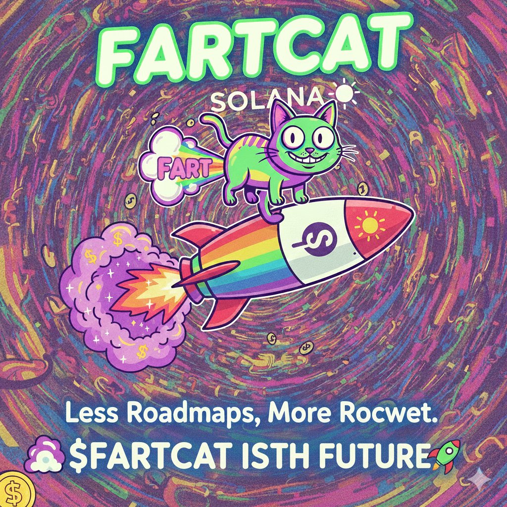 fartcat_sol's tweet image. Headline: 🚨 THE FUTURE IS GAS 🚨

"High speed, low gas, and 100% pure meme energy. Solana has never smelled this good. 🌈🐈"
The Call to Action: 
1️⃣ Follow
2️⃣ RT this to spread the gas!
3️⃣ Drop your SOL address below for the 100M giveaway. 👇
Hashtags: #FARTCAT #Solana #MemeCoin