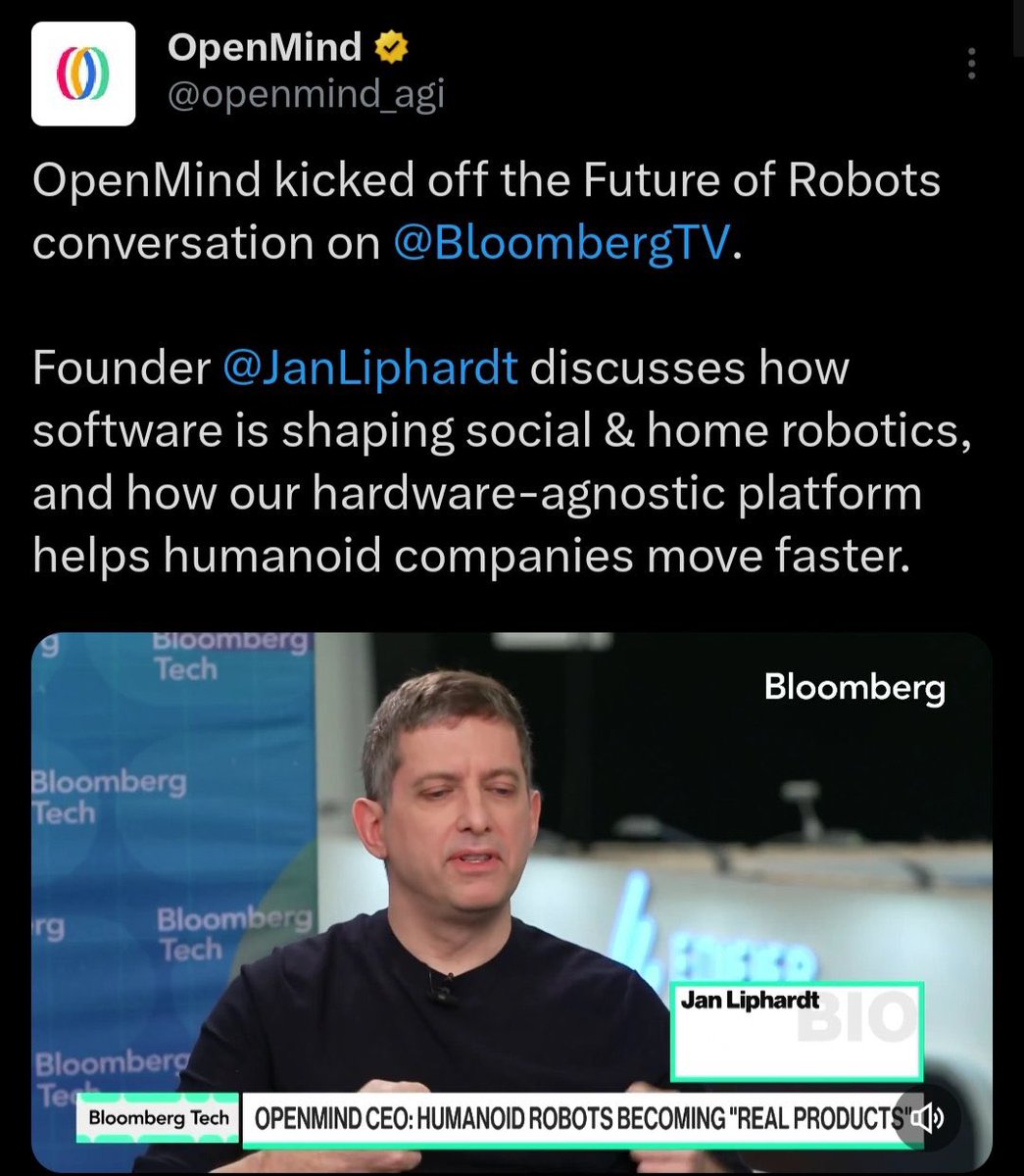 openmind_agi is quietly shaping how robots will actually work in the real  world. Jan Liphardt broke it down on BloombergTV in a way that hit home.  The real progress in robotics