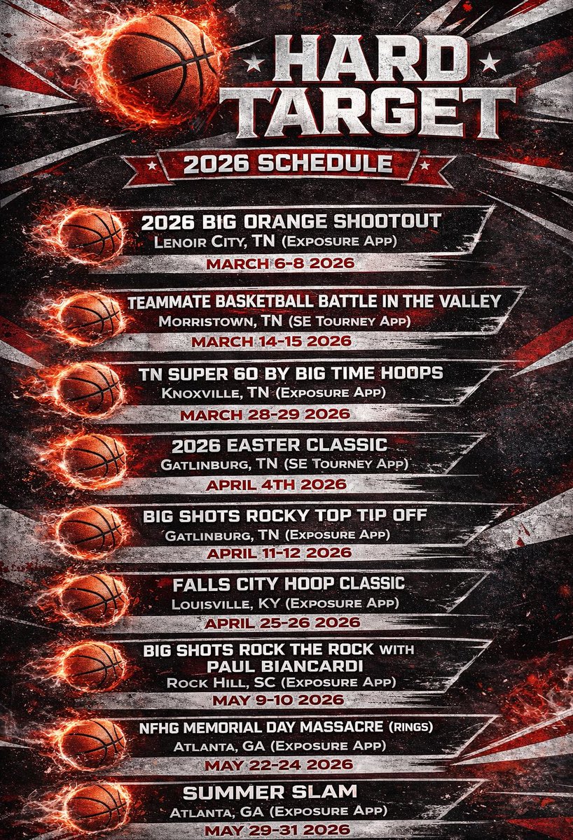 HardTarget_22's tweet image. 🔥 26 Hard Target Schedule 🔥