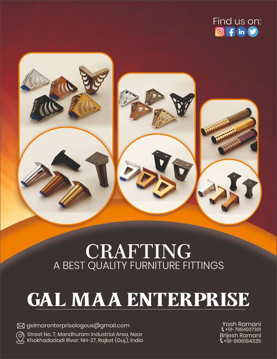 clue_hardware's tweet image. Explore Our Wide Range Online : l.sanitaryclue.in/o8VRJe

क्या आप अपने पुराने सोफे को एक नया और मॉडर्न लुक देना चाहते हैं? ✨

Contact Details : +91-7984937391Brijesh Ramani+91-9106184335
📍 NH-27, Rajkot (Guj.), India 

#SofaLegs #FurnitureHardware #InteriorDesignIndia #HomeDecor