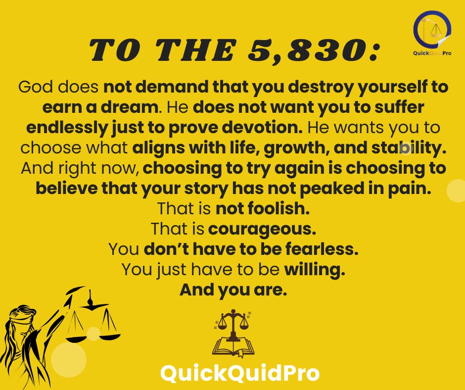 QuickQuid_Pro's tweet image. TO THE 5,830 #JusticeAmy Bar Babies 💛

Rest if you must, but do not quit. ⚖️

#AMYingForExcellence 
#AJustBar 
#HaveFaith