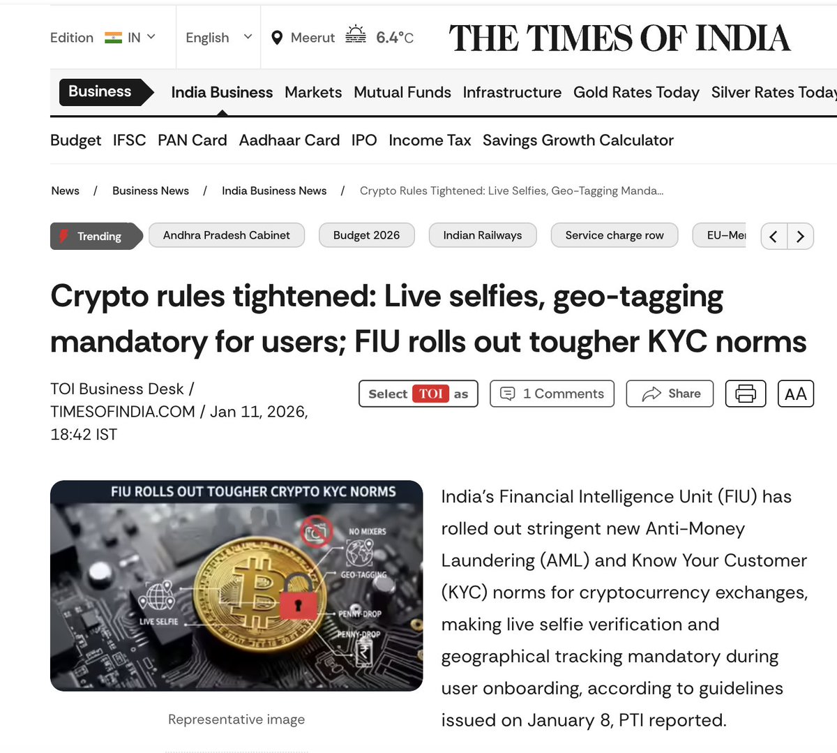 BREAKING 🇮🇳 India just tightened crypto rules. Exchanges must now use  Live selfie KYC Location and IP checks Bank account verification Govt ID  plus phone and email At the same time, tax