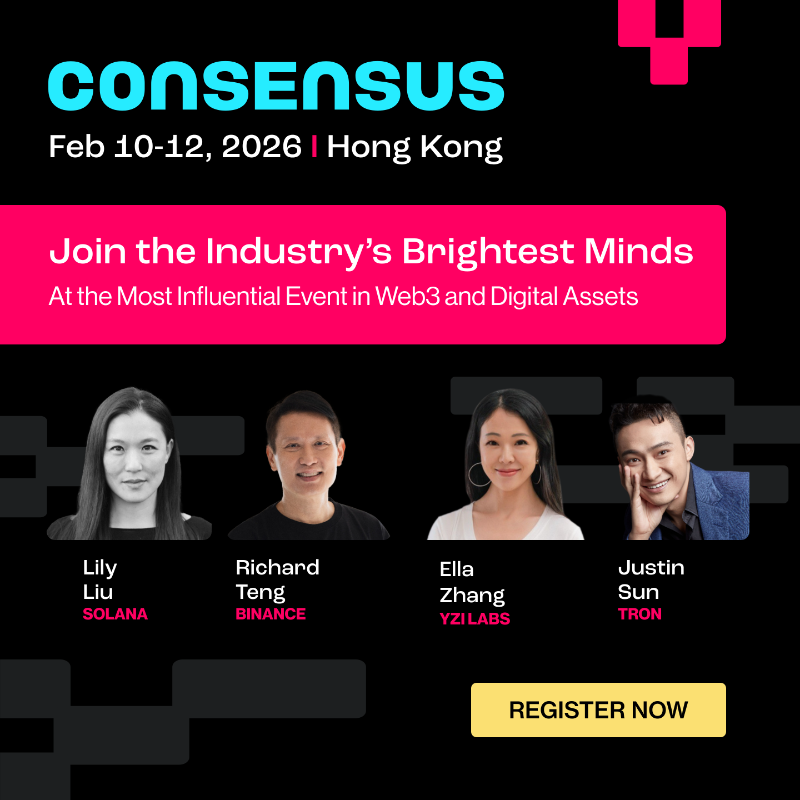 CoinDesk's tweet photo. Join the most influential names in blockchain, digital assets, and Web3 at Consensus Hong Kong 2026. Connect with leaders from Binance, Solana, Tron, and more. Register before October 17 to save on your ticket!
