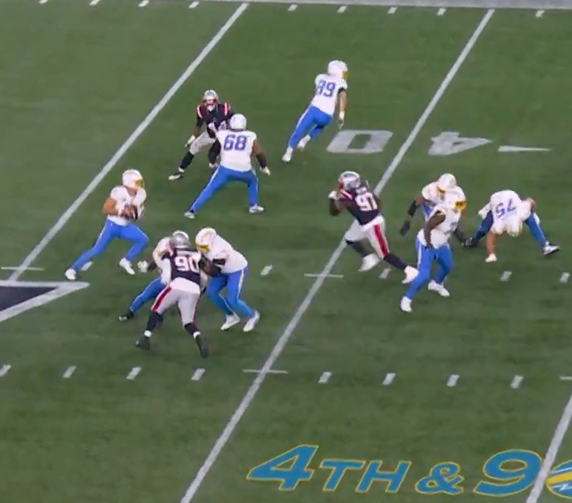 GhettoGronk's tweet image. The Chargers offensive line summed up in one picture