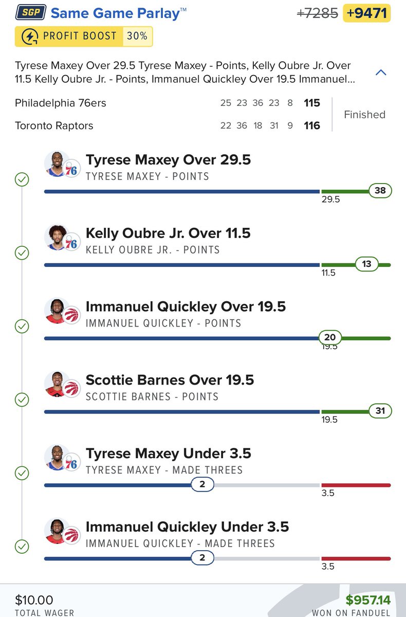 brandonlyle1985's tweet photo. ‼️BANG‼️ ‼️BANG‼️ Back 2 Back Today #Everybodyeat #NBA #fanduel #Fanduelparlay #sportsbettor #SportsBettingX #sportsbets https://t.co/Wq8a4Bd6Pk