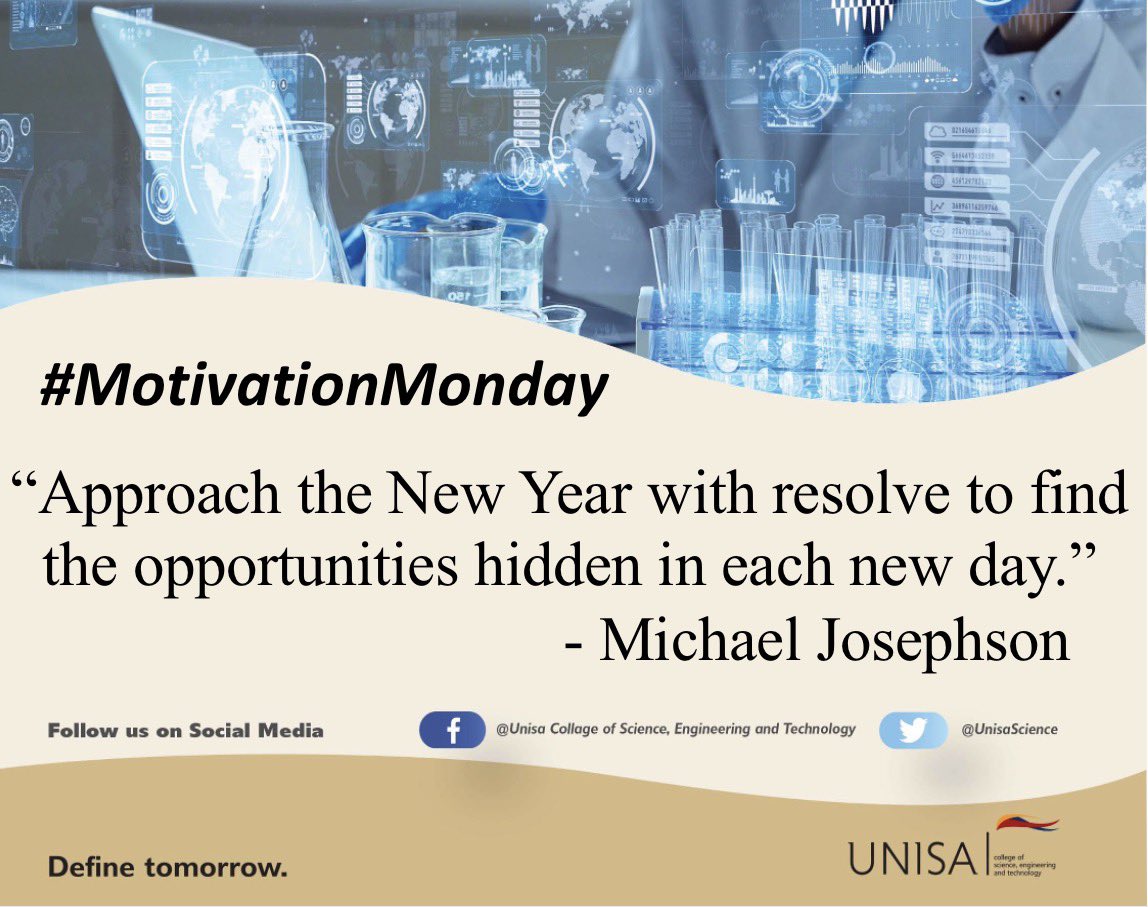 UnisaCSET's tweet image. #MotivationMonday #UNISA #CSET
#Unisa150andBeyond