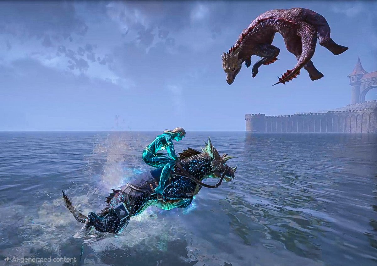 During their travels around High Isle and Galen, Aalton had spotted his kind by the shores... 

They swam and played for quite a long while.

#ESO #ESOFam #TESO #ElderScrolls #ElderScrollsOnline