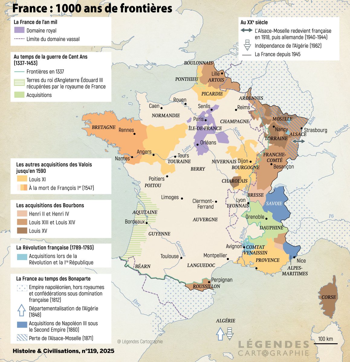 [DOSSIER] Rétrospective 2025 
Découvrez les cartes préférées de nos cartographes, qu'ils ont réalisé en 2025.
 ➡️ La carte du jour : lFrance 1000 ans de frontières