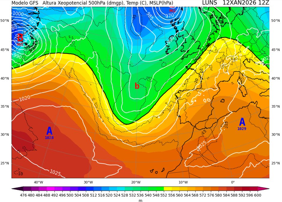 MeteoGalicia's tweet image. Hoxe temos a chegada dunha fronte activa seguida dunha segunda fronte asociada a unha pequena borrasca próxima a #Galicia.
Esta situación trae ventos fortes en xeral e chuvias intensas e persistentes nas provincias atlánticas⚠️
Mala situación no mar.