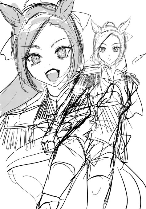 息抜きサクラバクシンオーさん🌸 このあとペン入れ頑張れたら続きを描いていいものとする 