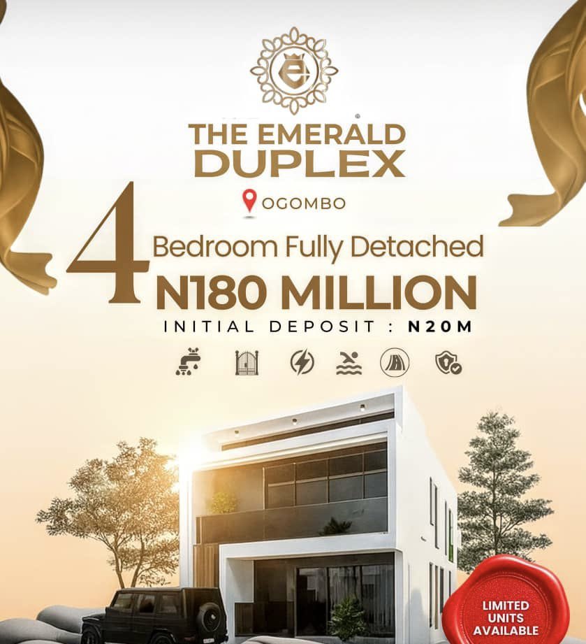 Francessmarty's tweet photo. Welcome to The Emerald Ogombo, Lagos

Luxury duplexes designed for elegance &amp; comfort
🏡 2, 3 &amp; 4 Bedroom options
📜 C of O
💎 Flexible deposits available

💰 From ₦130M
📞 08157416070

#realtorsmarty Madrid  #ElClasico Happy New Week Dalot Nigeria Carter Fela Barca $ZET Iran https://t.co/yl7EAh67IX