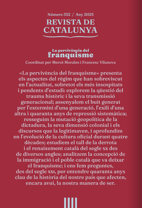 fredericjporta's tweet photo. Aviat us presentarem el següent número de la @RevistaCat: "La pervivència del franquisme", coordinat per Mercè Morales i Francesc Vilanova. Temàtiques oblidades i noves línies de recerca: trauma històric, colonialisme, ocupació i trencament amb la Catalunya d'abans de 1939... https://t.co/avULPKeaHR