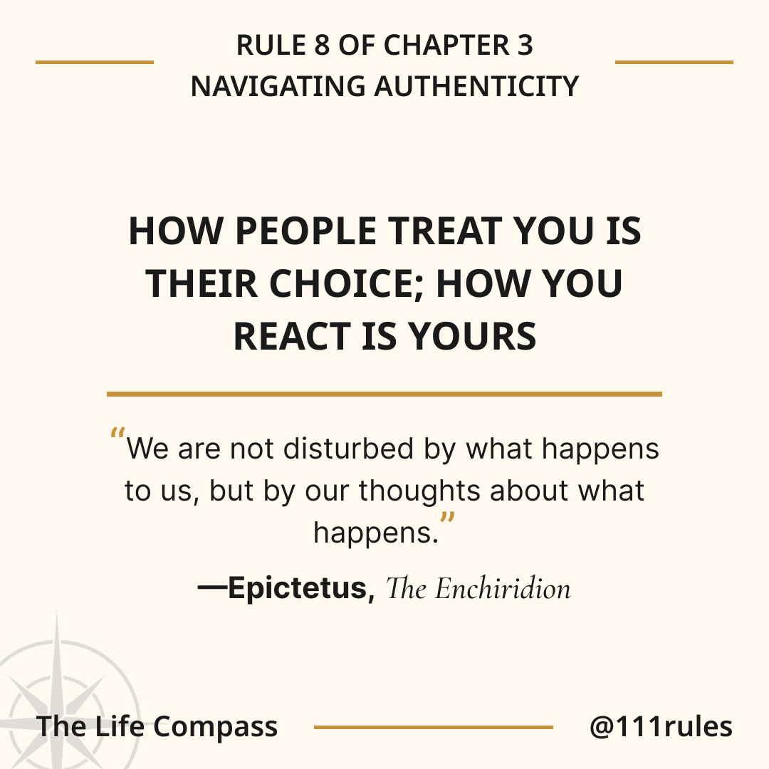 111rules's tweet photo. We cannot choose how others act—that is their path. Our response is ours and should always be shaped by our values and integrity, not by someone else’s behavior. #PersonalGrowth #Stoicism https://t.co/AIeSTVN4Ak