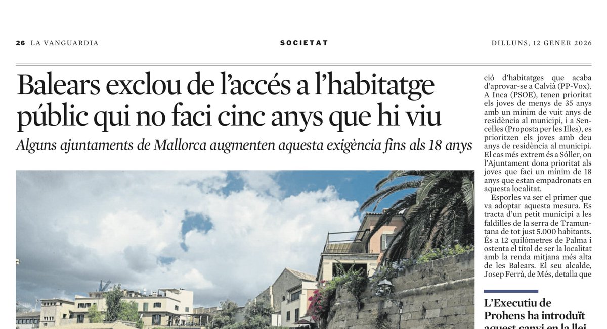 Aquest és el camí. A Sóller són 18 anys de residència al municipi per accedir a un hsbitatge públic i a Sencelles n’exigeixen 10 si s’hi vol optar. Cal protegir la població local atrapada que no pot pagar com un expats ric i queda fora dels ajuts que reben els migrants pobres.