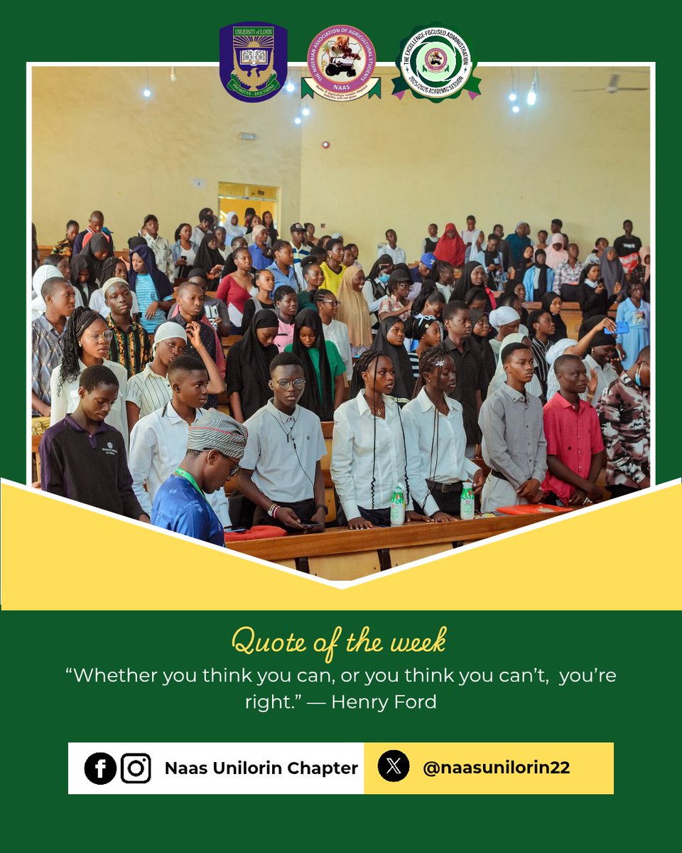 QUOTE OF THE WEEK

“Whether you think you can, or you think you can’t, you’re right.” — Henry Ford

 Stay informed, join the NTA channel via:
whatsapp.com/channel/0029Vb…

#TheExcellenceFocusedAdministration.