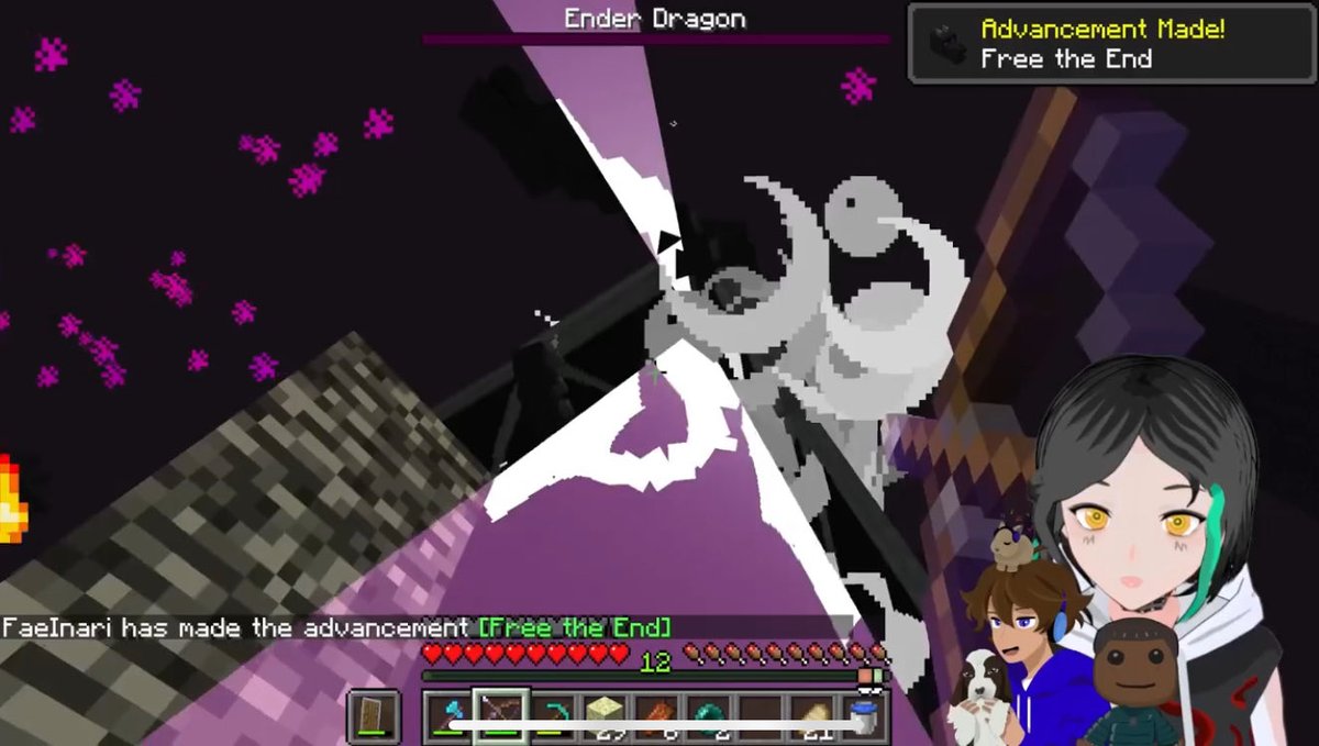 After never defeating the enderdragon in all my years of playing Minecraft. I finally won the game with the company of two of my friends, Justin and Will. 

Now everyone can finally stop making fun of me! I can go back to making my endless wheat farms!