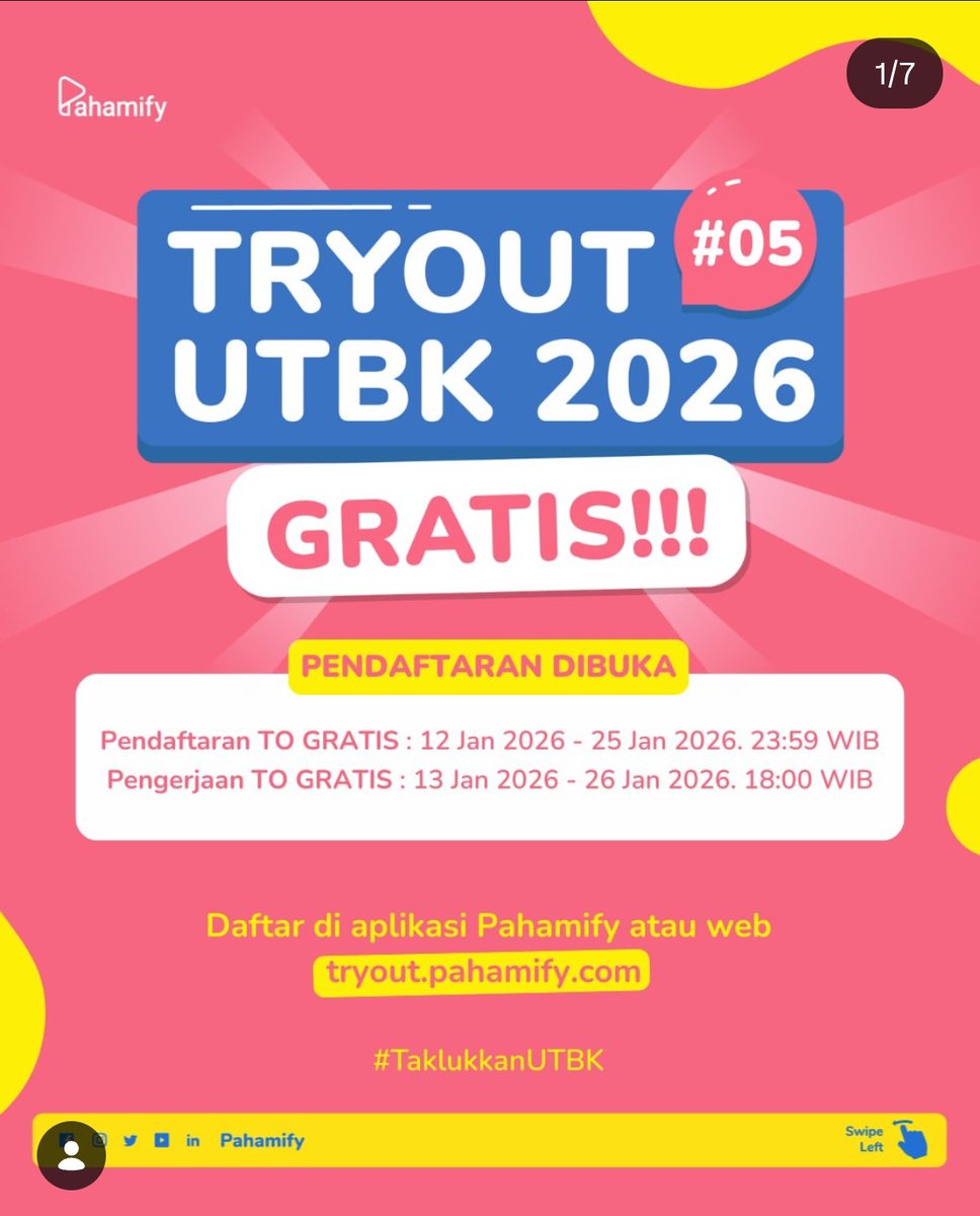 pfmtryout's tweet photo. ✨ PFMTRYOUT + FLASHSALE hadir buat nemenin perjalanan belajarmu — dari tahap awal sampai benar-benar siap menghadapi UTBK 2026 🎓
Nggak cuma UTBK, tersedia juga persiapan TKA untuk SMP, jadi bisa disesuaikan dengan jenjang pendidikanmu 📚 https://t.co/JHePKQMDRA