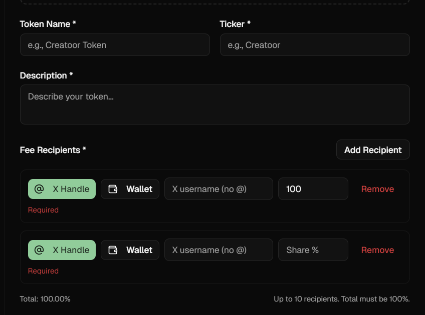 Creatoorfun's tweet photo. Update #3:

You can add multiple fee recipients to the launch. Multiple creators can be added to a single launch at any time. As easy as you like. https://t.co/ekPOS6lOwY