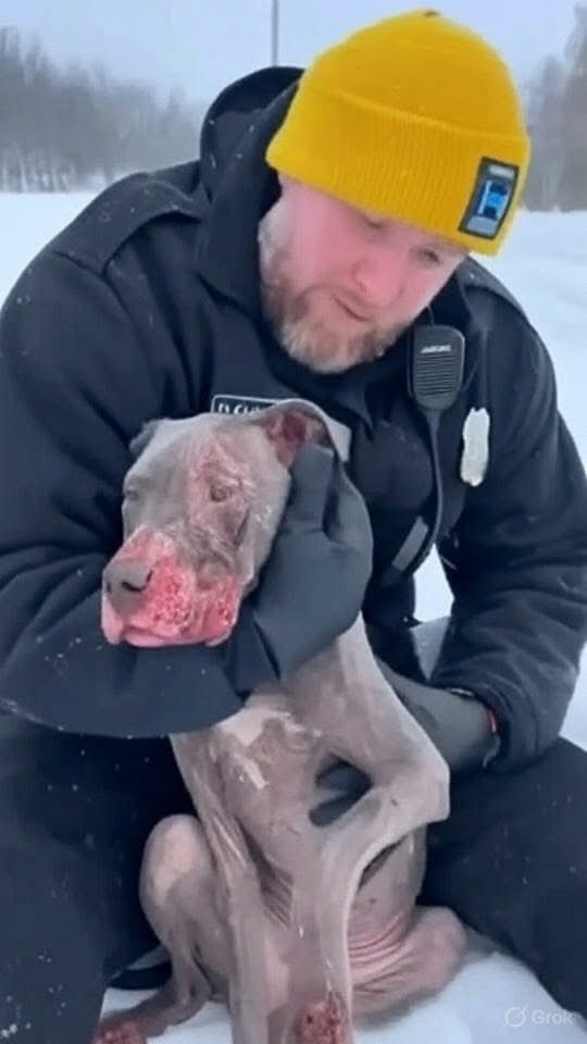 MrPitbull07's tweet image. The call was for an "aggressive dog" on a freezing, remote road. When the officer arrived and saw him, he sat in the snow and refused to move.

Officer Matt Kade was 10 hours into a long winter shift when the call came in. An "aggressive, possibly dangerous dog" was spotted on an…