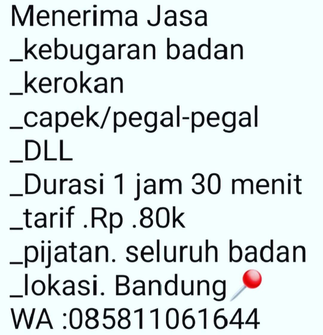 TopVijat's tweet photo. Hayoo yang mau pijat:
Bisa pijet fuul body kerokin pijat sensual dll https://t.co/V68UFLZMNu