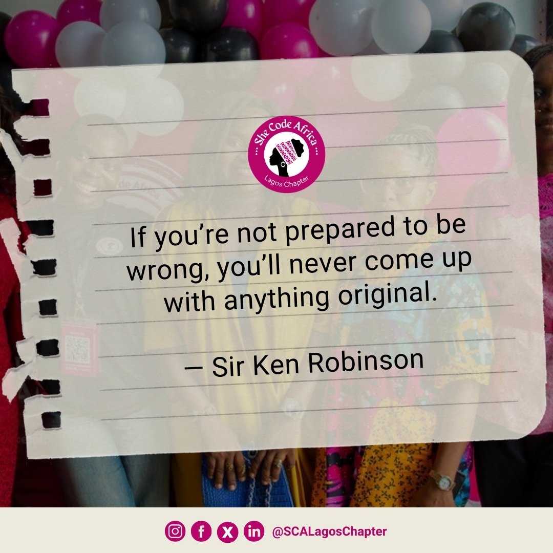 If you’re not ready to try, fail, learn, and try again, growth will always feel out of reach. Originality isn’t about perfection, it’s about courage. 

#shecodeafrica 
#scalagoschapter