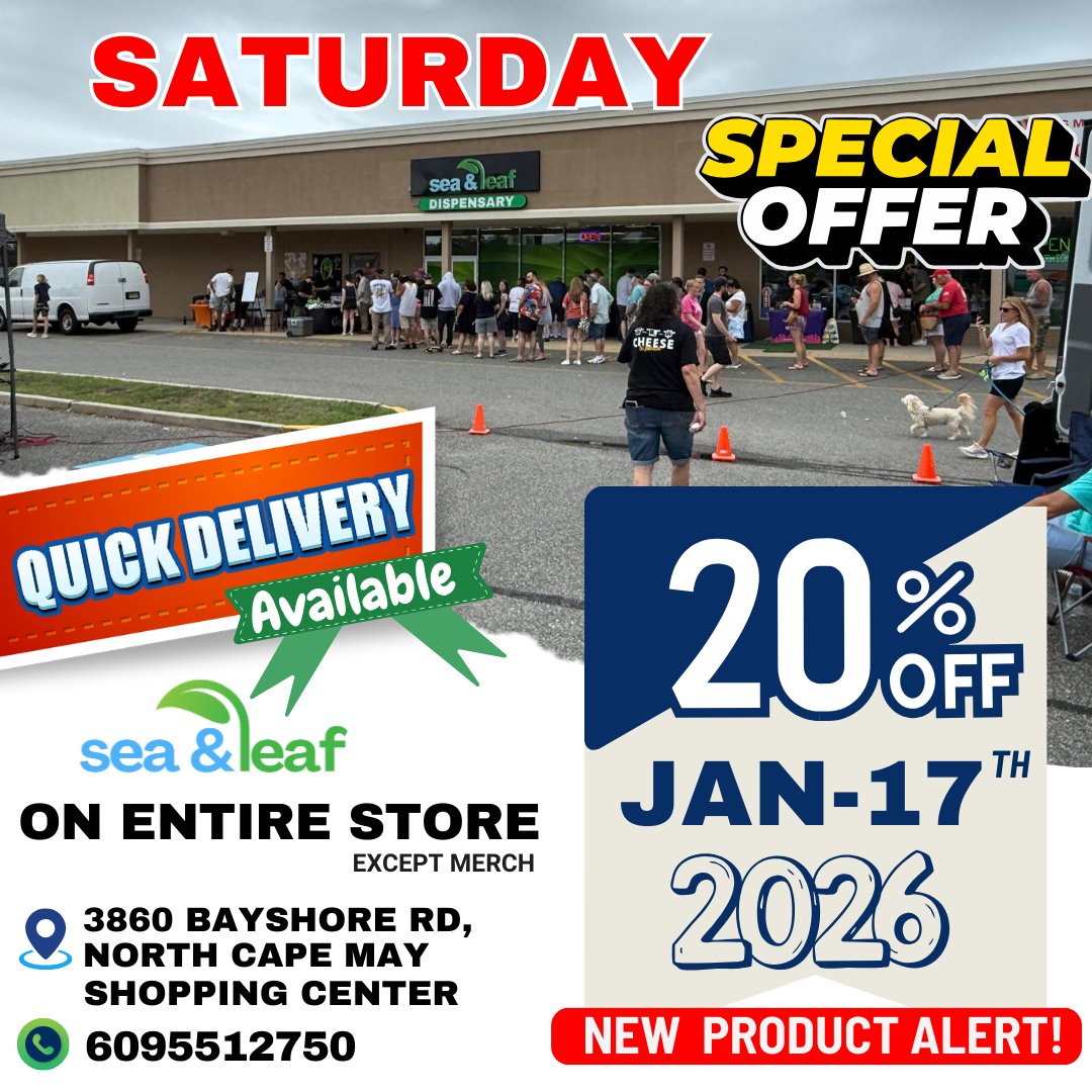 seaandleafnj's tweet photo. 👉Enjoy this Saturday Special at Sea & Leaf with 20% off Entire Store (except merch)! Explore New Products, Exciting Deals & convenient Delivery options. Don’t miss out on refreshing your favorites today!
#ShopLocal #SaturdaySale #ShopNow #Deals
👉Website: https://t.co/yO395A5kBU https://t.co/dxbLGZIcYE