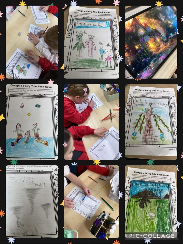 CrowtonCE's tweet photo. Oak Class have been using their imagination to create fairytale book covers for their reading display! 2026 is the UK 'Year of Reading' and Y3/Y4 wanted to show all their favourite stories! 📚📖❤️ https://t.co/GcOLwG6xjC