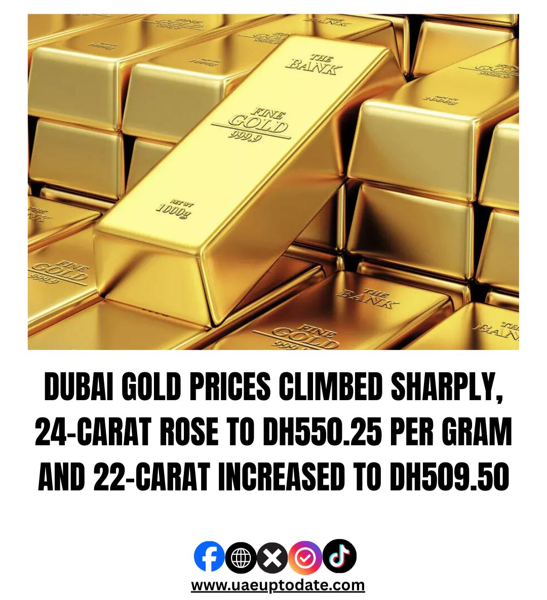 Dubai Gold Prices increased. 
#goldprice #dubaigoldrates #uae #uaeuptodate