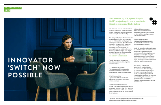 SSW_Immigration's tweet photo. 📢Call all budding entrepreneurs! 📢 The UK immigration rules have just made it easier for your creativity and innovation to thrive! Read more by downloading our newsletter: https://t.co/YF0zNnc718 https://t.co/ZBFqfhWshm