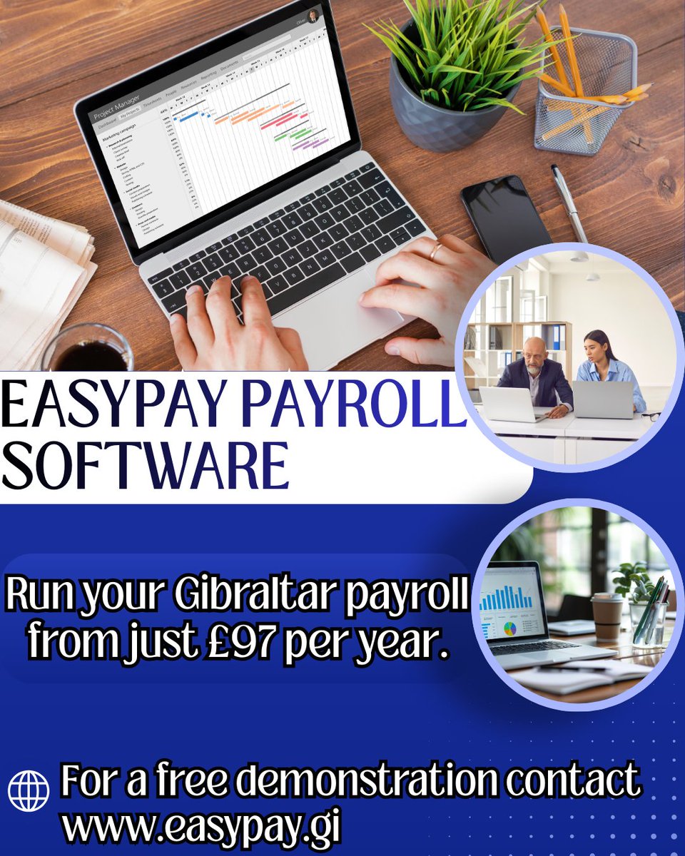 Supercharge your payroll! Take a look at what EasyPay can do for you from just £97 per year.

Visit our website at easypay.gi or contact us to arrange a free demonstration at easypay@easypay.gi 

#gibraltarpayroll #gibraltarbusiness #easypay #gibraltaraccountants