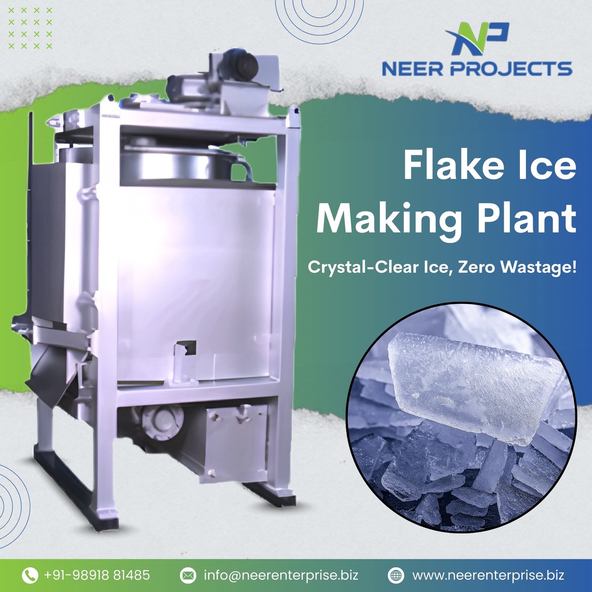 neerenterprise's tweet image. Produce crystal-clear flake ice with zero wastage. This flake ice making plant converts every litre of water into one kilogram of ice while ensuring low power consumption &amp;amp; reliable performance.

Visit: neerenterprise.biz/products/flake…

#NeerEnterprisesPvtLtd #NeerProjects #FlakeIcePlant