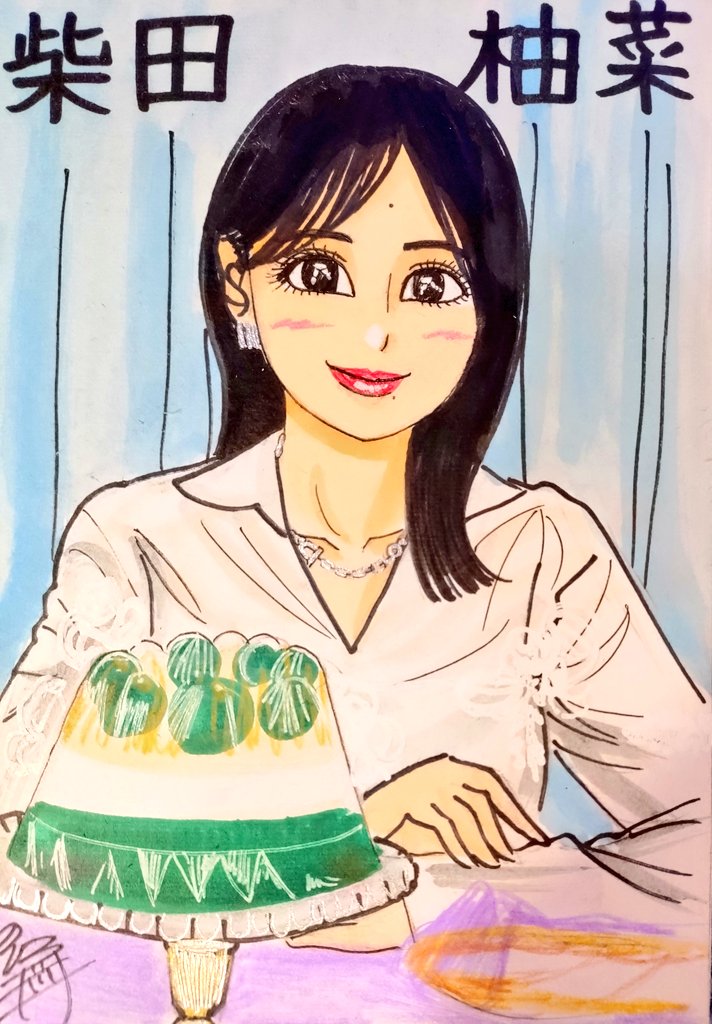 ドン！ 今日描いた乃木坂ちゃんで〜す(*^^*) 💙ゆんちゃん💚 #似顔絵