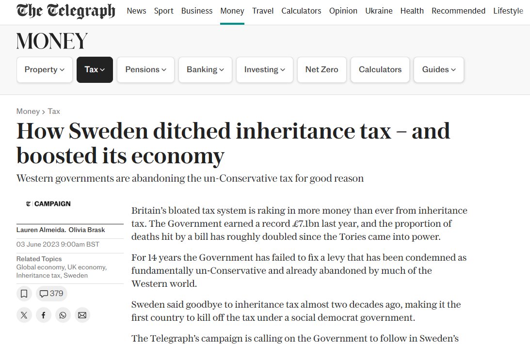 FredrikHjelm4's tweet photo. Sad to hear about Norway's startup exodus. Sweden got it right: 

>ditched wealth tax in '07
>inheritance/gift taxes in '05
>only tax realized capital gains (no unrealized BS) at 20-30% 

It worked

Norwegians are very welcome https://t.co/2Zejh1345O