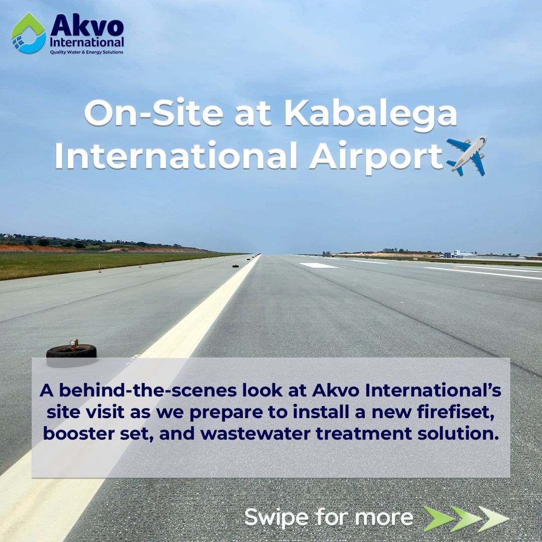 Akvointltd's tweet photo. 🚀 #ProjectUpdate: Akvo International visits Kabalega International Airport to assess site conditions ahead of major installations: firefighting pumps, booster set &amp; wastewater treatment. 

📸 See how the site visit unfolded
 #KabalegaInternationalAirport https://t.co/eXNnasNq01